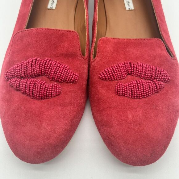 Red Suede Flats with Lip Embroidery‎ from & Other Stories Women's Size 40 - Picture 2 of 16